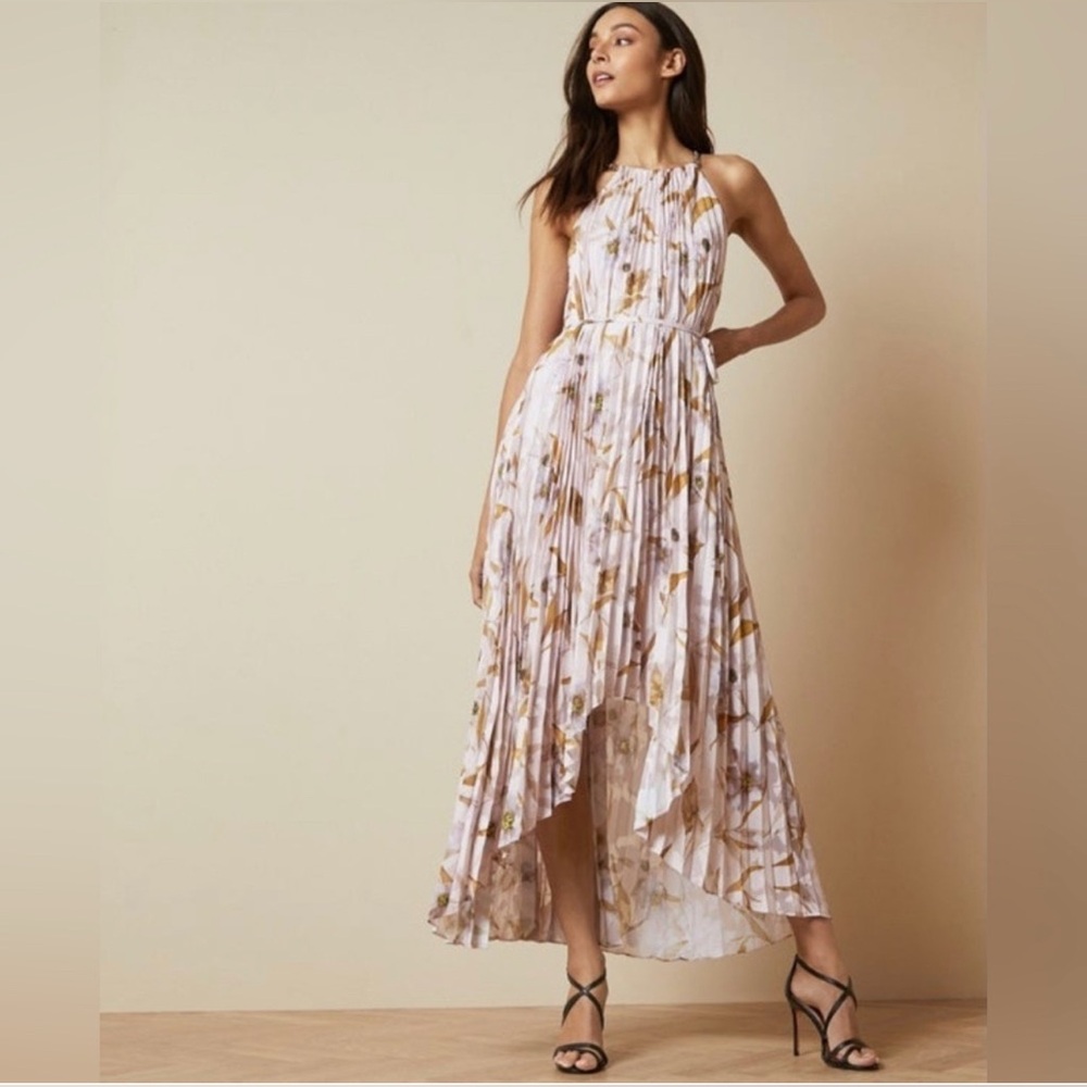 Ted Baker London Cabana Sleeveless Pleated Maxi High Low Dress Size:US 14 $419